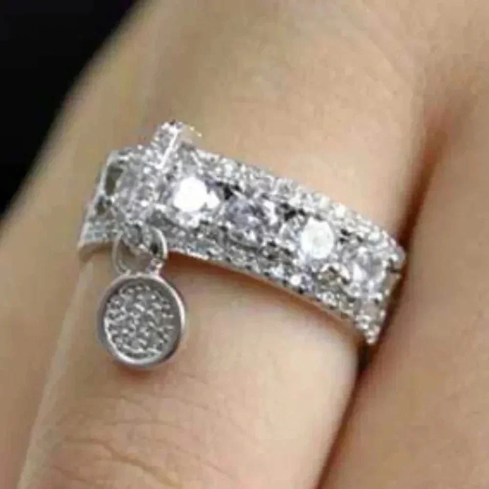 💎925 Sterling Silver Plated Stylish White CZ Wedding Ring, GPMB1408-6 - Picture 2 of 3